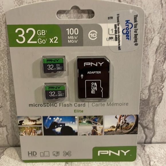 PNY Micro SDHC Flash Card Elite 32 GB with Adapter NWT
